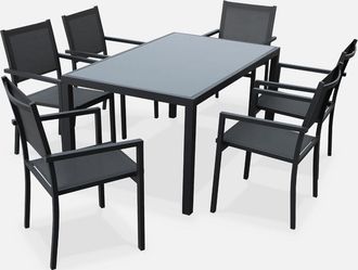 Sweeek Mesa De Jard&iacute;n De Aluminio Con 6 Sillas De Textileno