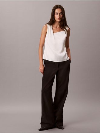Calvin Klein Womens Hammered Satin Twist Top - White - XS