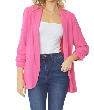 Entro Linen Blend Blazer In Pink