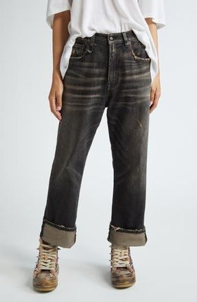 R13 Cuffed Ex-Boyfriend Jeans in Abbey Black at Nordstrom Rack, Size 26