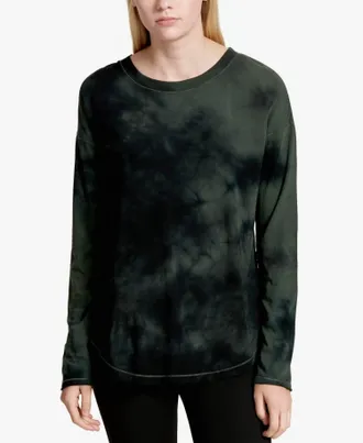 Calvin Klein Performance Tie Dyed Drop Shoulder Top In Vine Combo