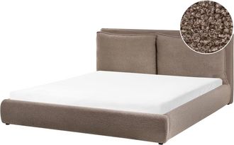 Beliani Cama matrimonial de tejido marr&oacute;n 180x200