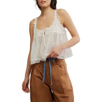 Free People Stevie Lace Accent Cotton Camisole in Clean Ivory at Nordstrom Rack, Size X-Small