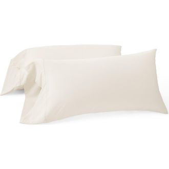 Coyuchi Cloud Soft Set of 2 Organic Cotton Sateen Pillowcases in Undyed Scalloped at Nordstrom, Size Standard