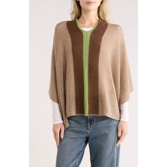 Portolano Colorblock Cashmere Poncho in Beige/Maro Glace/Sapling at Nordstrom Rack