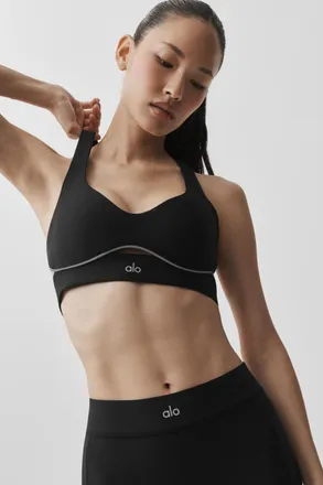 Alo | Airlift Speedwork Bra in Black, Size: Medium