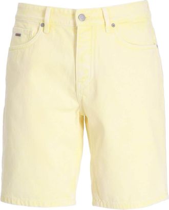 BOSS mid-rise straight-leg denim shorts - men - Eco Linen - 33 - Yellow
