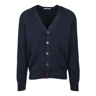 Brunello Cucinelli V-hals Vest - Heren - Truien - Blauw - Maat: 2XL Katoen