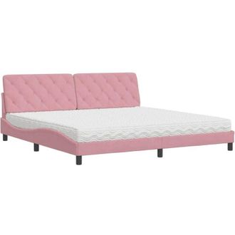vidaXL Vidaxl - Cama Con Colch&oacute;n Terciopelo Rosa 200x200 Cm