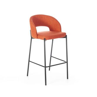 MondoViro Taburete alto tapizado de tela naranja con reposapi&eacute;s 52x50 cm 98h