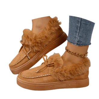 Generic Bootie Slippers Women,Womens Snow Boots Arch Support Boots Orthopedic Boots,Womens Fur Lined Warm Ankle Boot Slip On Loafer Plush Shoes,Loafers For Wo