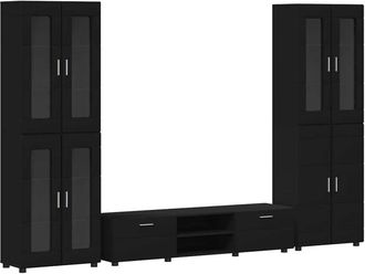 vidaXL Conjunto De Mueble De Tv Con Caj&oacute;n Negro Madera De Ingenier&iacute;a Vidaxl
