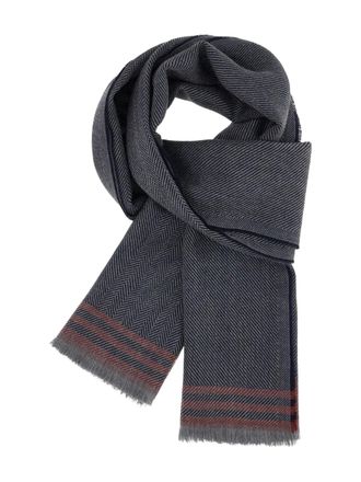 Boggi Milano herringbone striped scarf - men - Virgin Wool - One Size - Blue