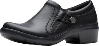Clarks Womens Angie Holly, Black Leather, 5.5