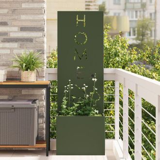vidaXL Macetero De Jard&iacute;n Con Panel Decorativo Verde Oliva 50 X 140 Cm Vidaxl