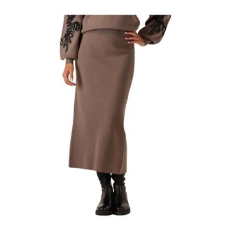 Object Object - Reynard HW Knit Skirt - Dames - Rokken - Beige - Maat: L Nylon