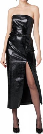 Toccin Vivian Strapless Croc Leather Dress In Black