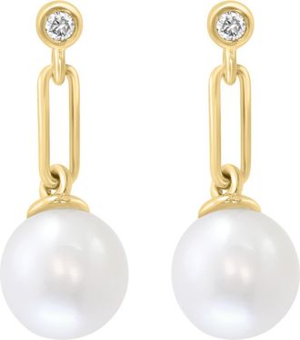 Effy Diamond & Freshwater Pearl Drop Earrings in White at Nordstrom Rack