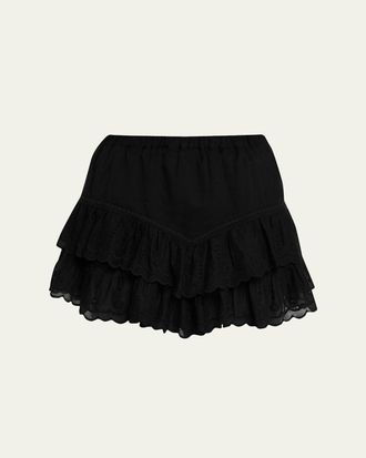 Isabel Marant Jocadia Embroidered Tiered Mini Skirt