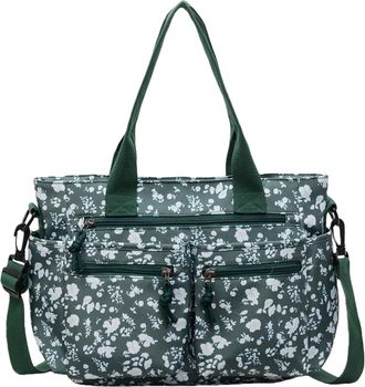 Generic Tote Bag for Women, Nylon Floral Prints Shoulder Bag with Adjustable Strap Handbag with Multi Pocket Underarm Bags for Women Work Shopping Travel, Gym