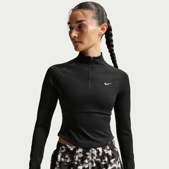 Nike Womens Tempo Dri-FIT Fitted 1/2-Zip Running Top in Black | IF3261-010
