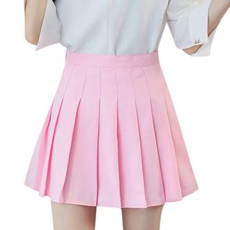Generic FNKDOR Womens Pleated Half Bodies Skirt High Waist Tunic Skirt Casual Tennis Skirt Slim Solid Color A-Line Summer Beach Swing Skirt Fashion Skirt Girl