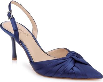 Badgley Mischka Zariel Slingback Pump in Navy Satin at Nordstrom, Size 9.5