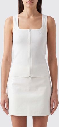 Courr&egrave;ges Ribbed Stretch-Cotton Top with Square Neckline