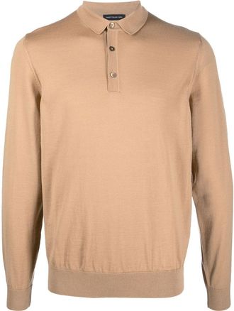 BOSS long-sleeve polo shirt - men - Virgin Wool - M - Neutrals