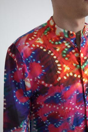 Dolce & Gabbana Mens Multicolor Luminarie Print Linen Shirt