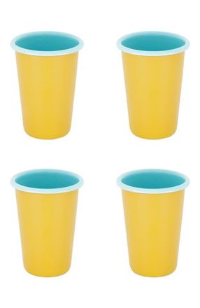 Elifle Two Tone Large Enamel Tumbler - Set of 4 in Mustard & Light Blue at Nordstrom