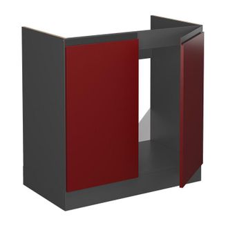 Vicco Mobile lavello cucina R-Line, Rosso, 80 cm Forma a j, senza piano di lavoro Vicco