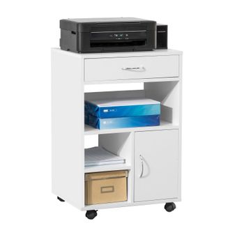SoBuy Soporte Para Impresora Multifuncional Armario De Oficina Mesa Auxiliar Con Caj&oacute;n Y Puerta Blanco 50 X 75 X 40 Cm Fbt106-w Sobuy Es