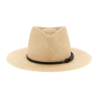 Brunello Cucinelli Accessoires, Dames, Beige, S, Katoen, Woven Monile Fedora Hoed