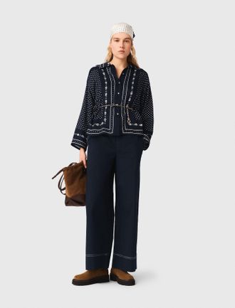 Maje Flowing Printed Shirt - Navy Dot Bandana Print - Maje