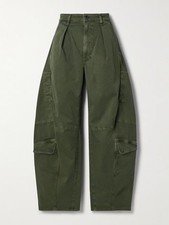Citizens Of Humanity Pantaloni Barrel In Twill Di Misto Cotone Biologico Con Pinces Flight - Verde
