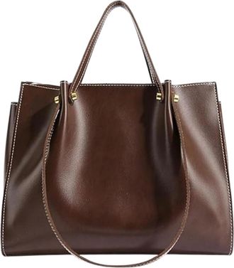 Generic Large Capacity PU Leather Tote Bag for Women,Fall Winter Shoulder Bag with Zipper,Fashion Work Satchel Handbag (Coffee)