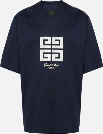 Givenchy Mens Givenchy 4G 1952 Embroidered Logo Oversized T-Shirt in Medium Blue - Navy - Size: 40