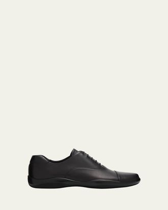 Prada Mens Toblach Leather Cap-Toe Derby Shoes