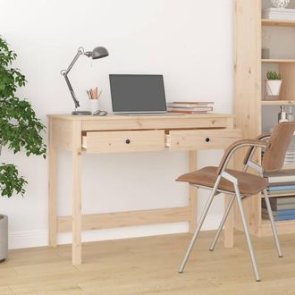 Berkfield Home Beautiful Desk with Drawers 100x50x78 cm Solid Wood Pine in Light Brown | Size: 100 x 50 x 78 cm