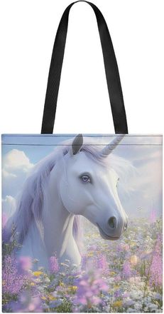 Generic Un-icorn Flowers Tote Bag for Women Men Shoulder Bags Purses Pouch Handbags
