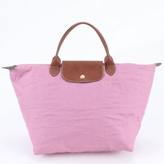 Longchamp Pink Leather Nylon Handbag Shoulder Bag Tote Bag (Pre-Owned)