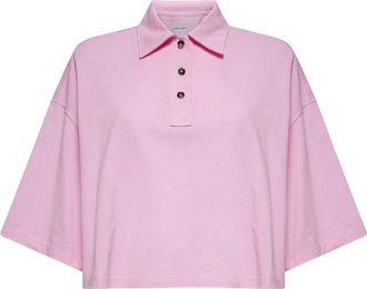 Bottega Veneta Roze Polo Shirt met BV Borduurwerk - Dames - Polos - Roze - M - Katoen - Tops
