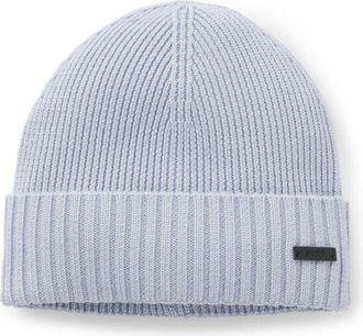 BOSS Rib-knit virgin-wool beanie with logo plaque