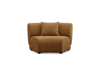 Castlery Auburn Curve Wedge Sofa Customized, Caramel Performance Fleece, Spill Resistant, Modular for Sofas, Castlery