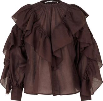 Second Female Dames, Blouses & Shirts, Bruin, Maat: S Katoen