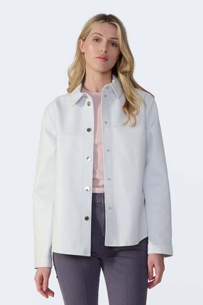 FURNIQ Frankie Leather Shirt Jacket in White at Nordstrom, Size X-Small