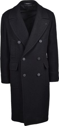 Tagliatore Black Double-Breasted Unlined Wool-Blend Coat