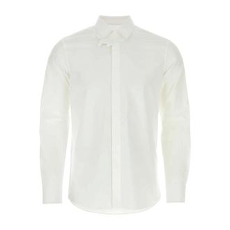 Valentino Garavani Formal Shirts, male, White, Size: M Poplin Shirt with Flower Patch