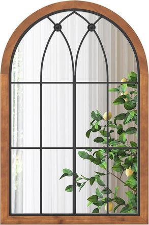 Costway Costway - Espejo De Pared 60 X 90cm, Espejo Con Acabado De Ventana Arqueada, Espejo En Forma De Marco De Ventana Con Tablero Trasero, Espejo Con Marco